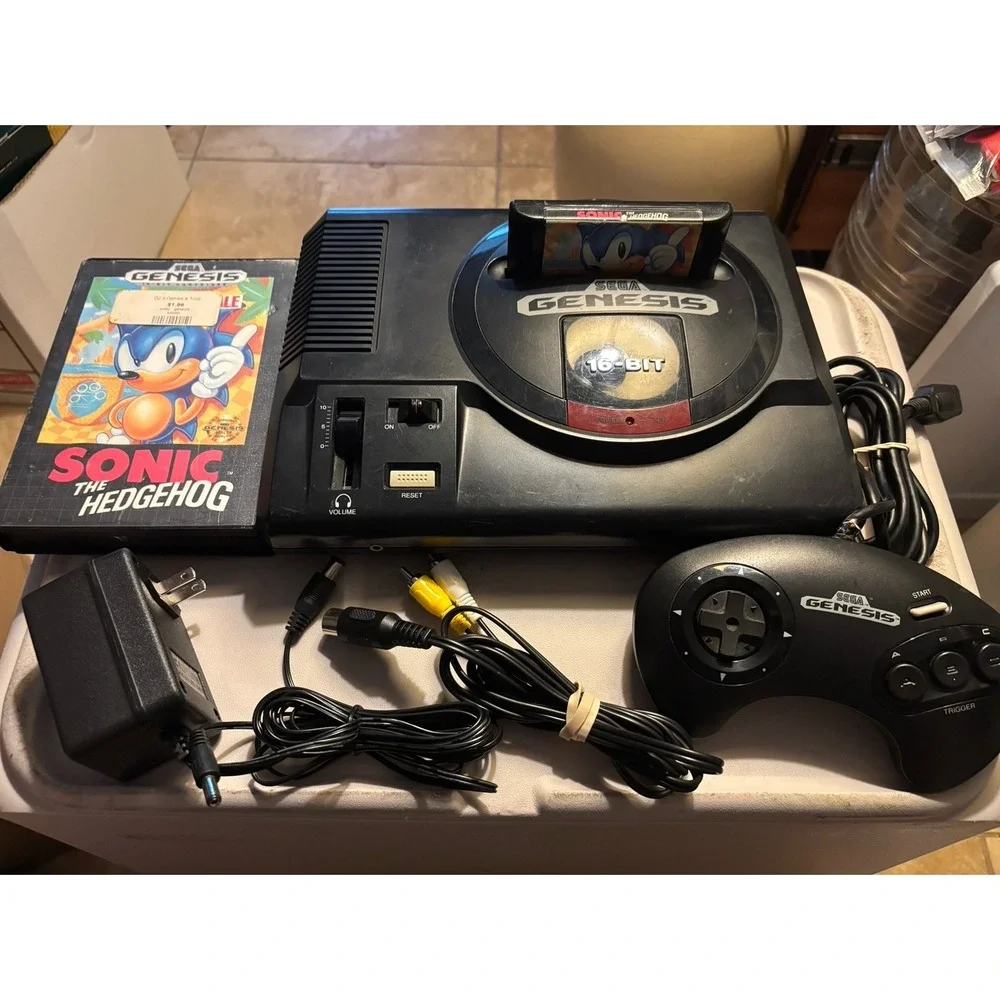 Sega Genesis Console Bundle + Sonic The Hedgehog Game Lot Ready To Play!